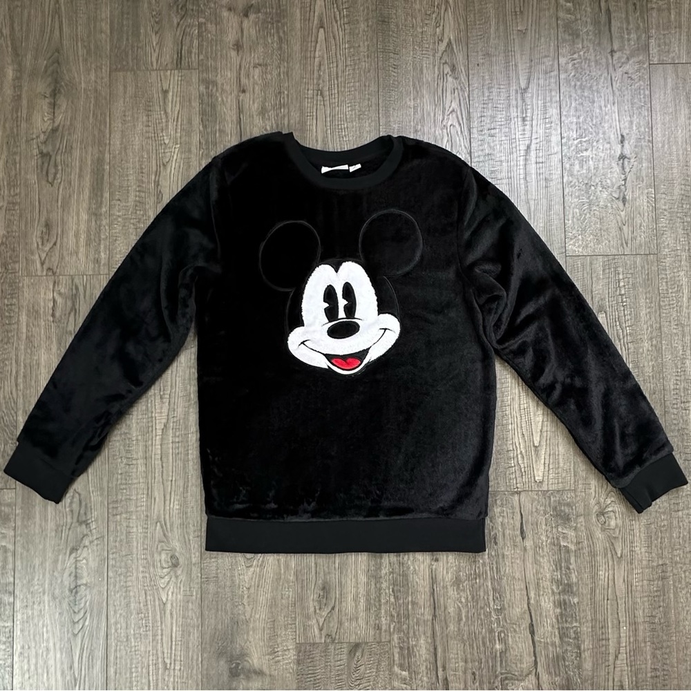 Disney Parks Velour Plush Fleece Mickey Mouse Pullover Sweater Sweatshirt Size S